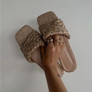 Princess Polly Shoreside Sandals Women's Tan Woven Sandals